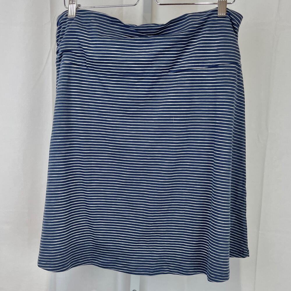 TOAD & CO Chaka Skirt Striped Pull On A-Line Above Knee Navy Blue White Size XL - Picture 2 of 9